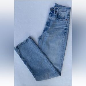 Zara Women's Sz USA 2 Light Wash Denim High Waist Straight Leg Jeans